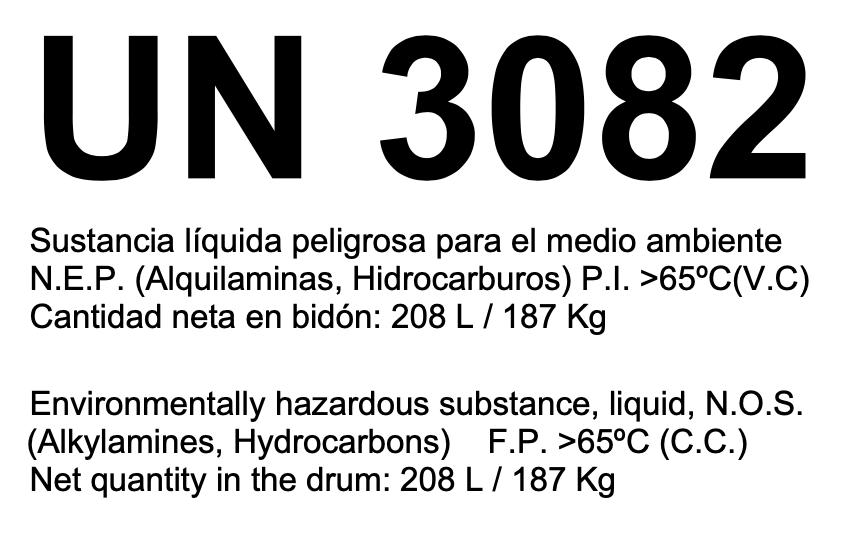 Aditivo Diésel "rb bertomeu" beco F-Plus Concentrado<br>Codificado por la OTAN<br>Bidón metálico de 208 litros / 187 kg netos, paletizado - Imagen 3